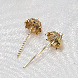 Brass Head Pins, for Ghost Witch Baroque Pearl Making, Umbrella, Real 18K Gold Plated, 42x14mm