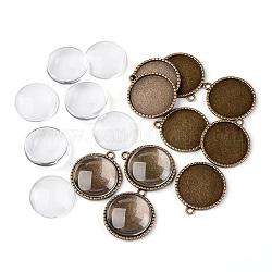 25mm Transparent Clear Domed Glass Cabochon Cover for Alloy Photo Pendant Making, Cadmium Free & Nickel Free & Lead Free, Tree of Life, Antique Bronze, Pendant: 32x28x2mm, Hole: 2mm