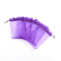 Bolsas de regalo de organza con cordón, bolsas de joyería, banquete de boda favor de navidad bolsas de regalo, Violeta Azul, 20x15 cm