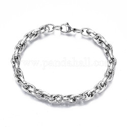 201 bracelet chaîne corde en acier inoxydable, bracelet motif constellation du bélier pour hommes femmes, couleur inoxydable, 8-7/8 pouce (22.5 cm)