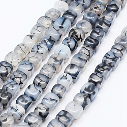 Natürliche Achat Perlen Stränge, gefärbt und erhitzt, Würfel, hellstahlblau, 7~8x6.5~8x6.5~8 mm, Bohrung: 1 mm, ca. 53 Stk. / Strang, 14.76 Zoll (37.5 cm)