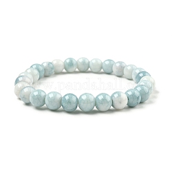 Bracelet extensible perles rondes en verre, turquoise pale, diamètre intérieur: 2-1/8 pouce (5.5 cm)