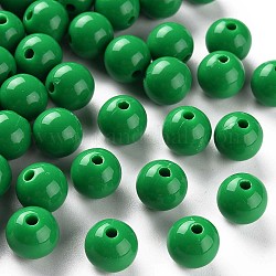 Perline acrilico opaco, tondo, verde, 10x9mm, Foro: 2 mm, circa 940pcs/500g