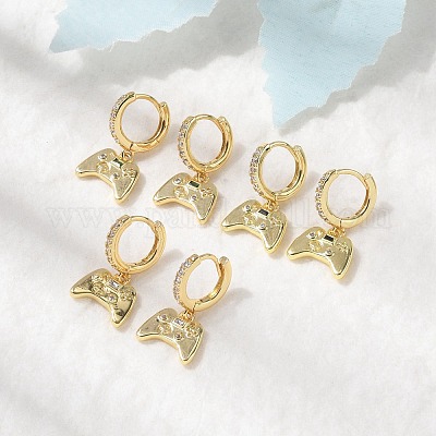 Латунные микро проложить серьги обруча кубического циркония EJEW-P322-14G-1