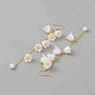 Полипропиленовые серьги с искусственным жемчугом EJEW-WH0012-034-1