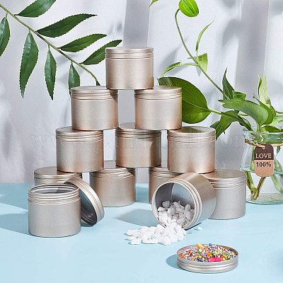 Foraineam 24 Pack 8 oz / 240ml Round Aluminum Tin Cans with Screw Top Lids  - Large Metal Empty Tea Storage Case Jars - Spice Salve Hair Wax Cosmetic