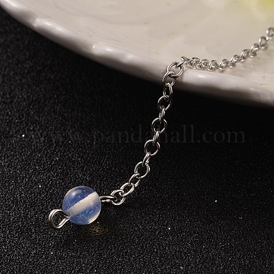 Маятники для биолокации с шестигранным заостренным конусом из латуни платинового цвета с опаловым конусом MAK-M015-01J-1