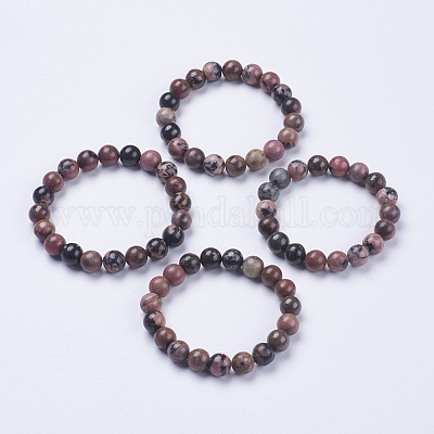 Натуральный Rhodonite бисера браслеты простирания&nbsp;BJEW-I253-10mm-26-1