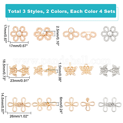 Wholesale PandaHall 24 pairs Cardigan Clips 3 Style Cape or Cloak Clasp  Fasteners Gold Silver Cape Fasteners Flower Butterfly Chinese Knot Shawl  Clips for Women Sweater Scarf Dress Shirt Collar Shawl 