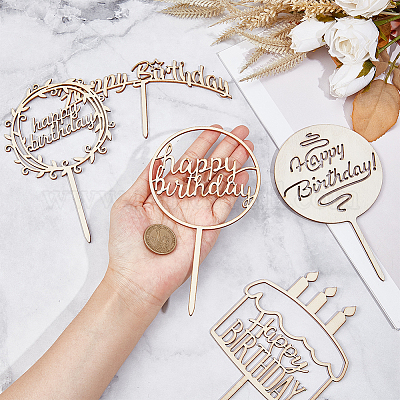 Happy Birthday' Wooden Cake Topper