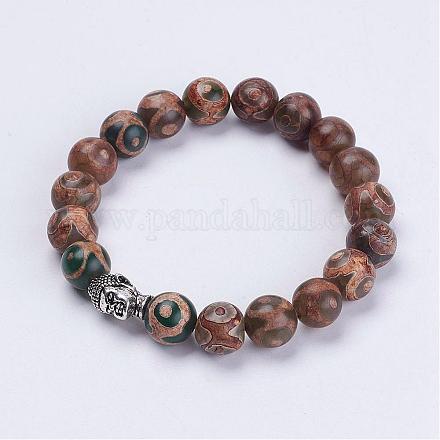 Tibetischen Stil dzi Perle Stretch Armbänder BJEW-JB03027-01-1