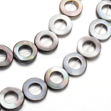 Chapelets de cadre de perles de coquille de lèvre noire naturelle X-SHEL-R018-04-1