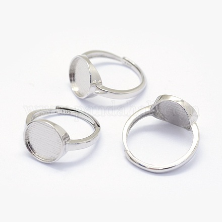 Componenti per anello da dito in argento sterling placcato rodio STER-E061-01B-P-1