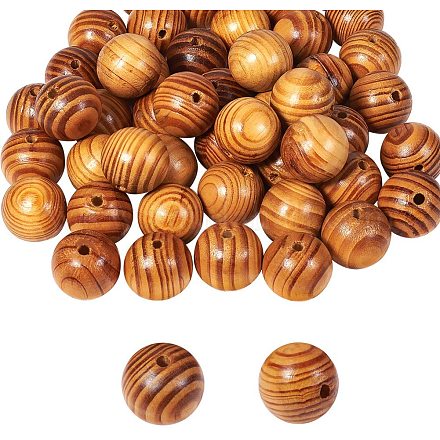 PandaHall Elite 50 pcs 30mm Dyed Natural Wood Spacer Beads Round Polished Ball Wooden Loose Beads for Bracelet Pendants Crafts DIY Jewelry Making WOOD-PH0008-55A-1
