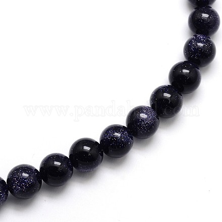 Synthetic Blue Goldstone Round Beads Strands G-O047-11-4mm-1