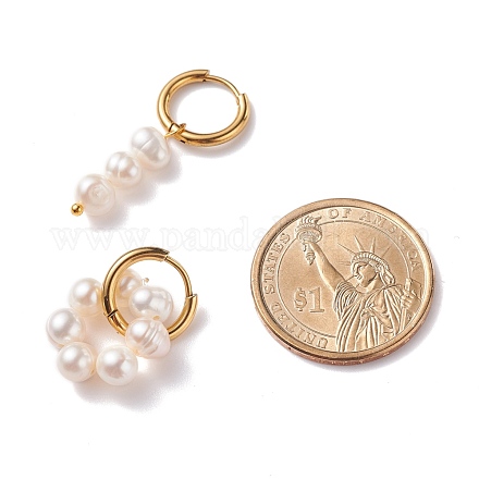 Orecchini a cerchio pendenti con perle naturali EJEW-JE04726-1