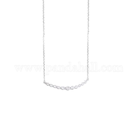 Gebogener Stab 925 Halskette aus Sterlingsilber mit Mikropavé-Zirkonia-Anhänger für Mädchen und Frauen NJEW-BB44367-A-1