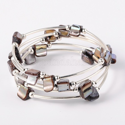 Perles en coquille enveloppent bracelets BJEW-JB01608-05-1
