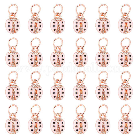 SUNNYCLUE 1 Box 30Pcs Ladybugs Charms Lady Bug Charms Bulk Insect Charms Lucky Rhinestone Pink Ladybird Beetles Animals Charms for Jewelry Making Charm Adults DIY Necklace Earrings Bracelet Crafts ENAM-SC0003-04-1