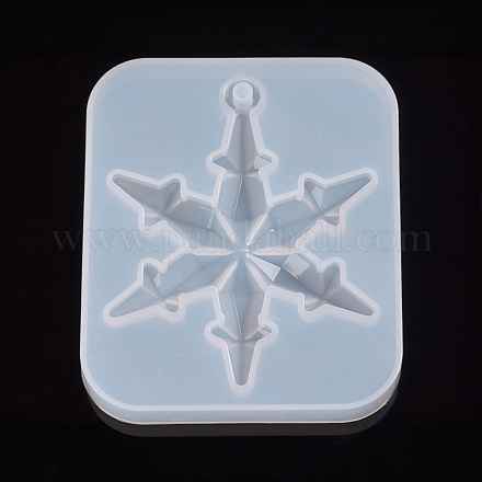 Moldes colgantes de silicona de fundición de resina de copo de nieve navideño X-DIY-WH0162-57-1