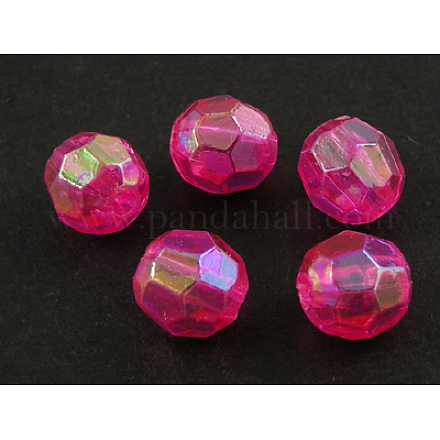 AB Color Plated Transparent Acrylic Round Beads X-TACR-PL642-8mm-09-1