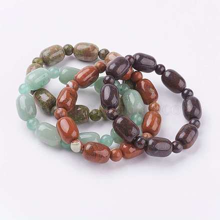 Natural Mixed Stone Beads Stretch Bracelets BJEW-K164-D-1