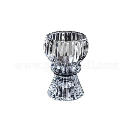 丸いガラスのキャンドルホルダー  ヨーロッパスタイルのレトロな燭台  透明  4.5x4x8cm PW-WG41841-01-1