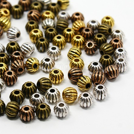 Perles ondulées de style tibétain en alliage de séparateurs perles rondes TIBEB-X0014-NR-1
