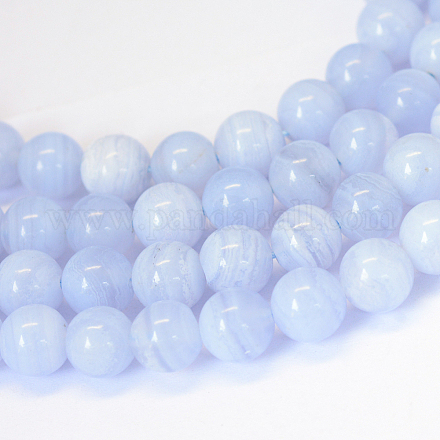 Grade AB+ Natural Blue Lace Agate Round Bead Strands G-E334-8mm-18-1