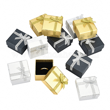 Pandahall elite 12pcs 3 cajas de anillo de caja de cartón de colores CBOX-PH0002-13-1