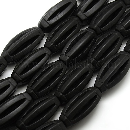 Natürliche ovale schwarze Steinperlen Stränge G-P062-40-1