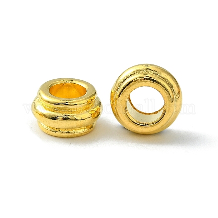 チベット風スペーサービーズ  鉛フリー＆カドミウムフリー  ロンデル  ゴールドカラー  直径約12mm  厚さ7mm  穴：6.5mm X-K0848011-1