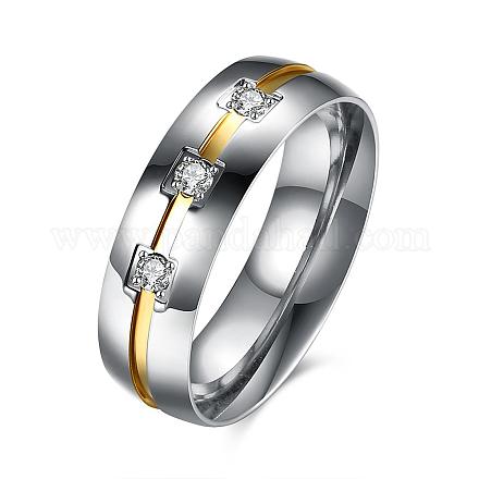 Diseño simple de titanio de acero de rhinestone anillos de banda ancha RJEW-BB15698-8GP-1