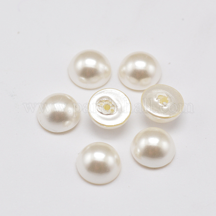 Half Drilled ABS Plastic Imitation Pearl Dome/Half Round Beads OACR-F004C-01-1