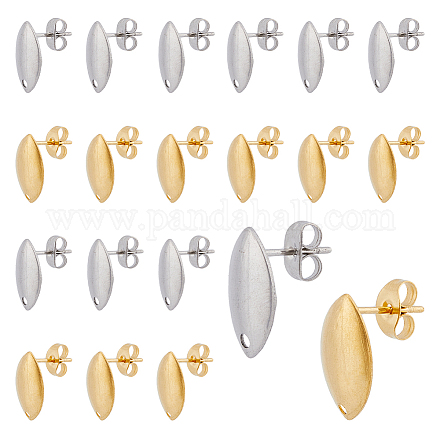 DICOSMETIC 40Pcs 2 Colors Horse Eye Ear Stud Earrings Post with Loop Ear Pad Base Posts Oval Earrings Studs with Hole Stainless Steel Stud Earring for Earrings Jewelry Making STAS-DC0014-87-1
