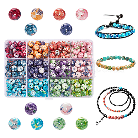Arricraft 240 pièces 12 couleurs brins de perles de jade blanc océan synthétique G-AR0005-25-1