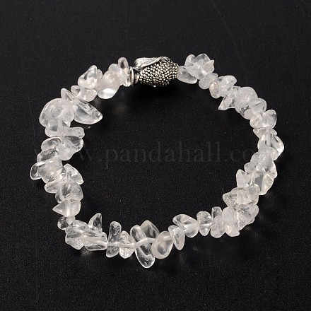 Bracelets de pierres précieuses perles d'étirement de la tête de bouddha 3d BJEW-JB01805-04-1