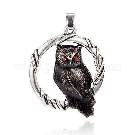 Ring with Owl Alloy Enamel Pendants ENAM-K044-01AS-1