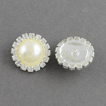Cúpula / media ronda de latón abs plástico imitación perla vástago botones RB-S020-03-D01-1