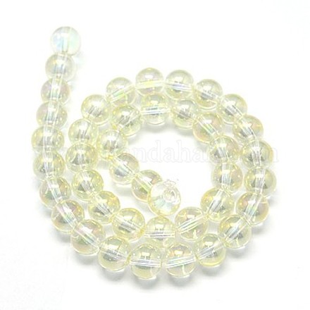 Electroplate Glass Beads Strands X-EGLA-J001-8mm-C24-1
