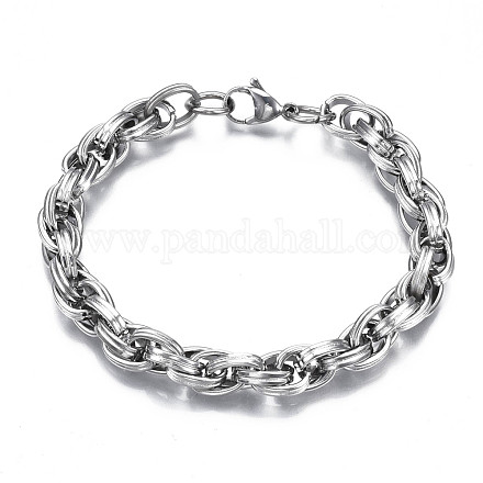 201 braccialetto a catena in corda di acciaio inossidabile per uomo donna BJEW-S057-78-1