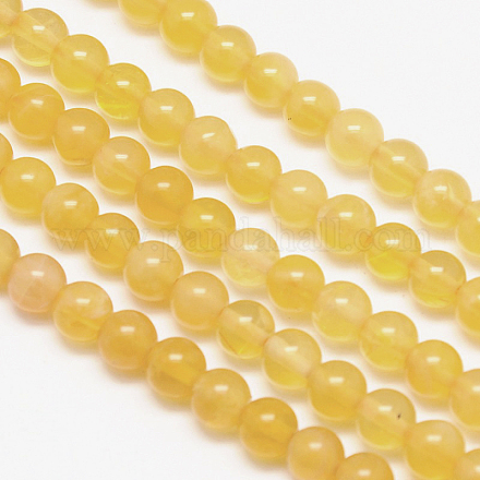 Natural Honey Calcite Round Beads Strands X-G-N0081-6mm-12-1