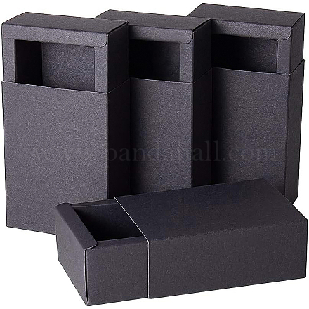 クラフト紙の折りたたみボックス  引き出しボックス  長方形  ブラック  11.2x8.2x4.2cm  20個/セット CON-BC0004-32B-B-1