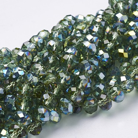 Electroplate Glass Faceted Rondelle Beads Strands EGLA-D020-8x5mm-42-1