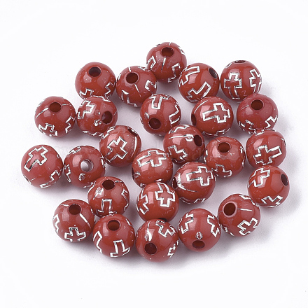 Perles acryliques plaquées PACR-Q113-10B-1