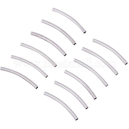 PandaHall 200pcs 25mm Curved Noodle Tube Beads Sleek Silver Twist Curved Long Tube Spacer Beads for DIY Jewelry Making KK-PH0036-11-1