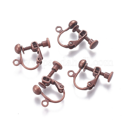 Accessoires de boucle d'oreille clips à vis en laiton plaqué avec pince spirale X-KK-P169-04R-1