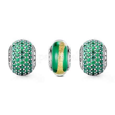 TINYSAND Green Forest-My Home Set Sterling Silver Cubic Zirconia European Beads TS-Cset-059-1