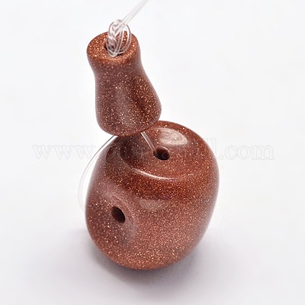 Synthetic Goldstone 3-Hole Guru Beads for Buddhist Jewelry Making G-L409B-14-1