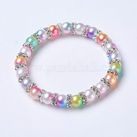 Acrylic Imitation Pearl Stretch Bracelets BJEW-JB04199-1